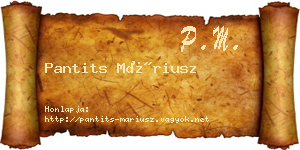 Pantits Máriusz névjegykártya